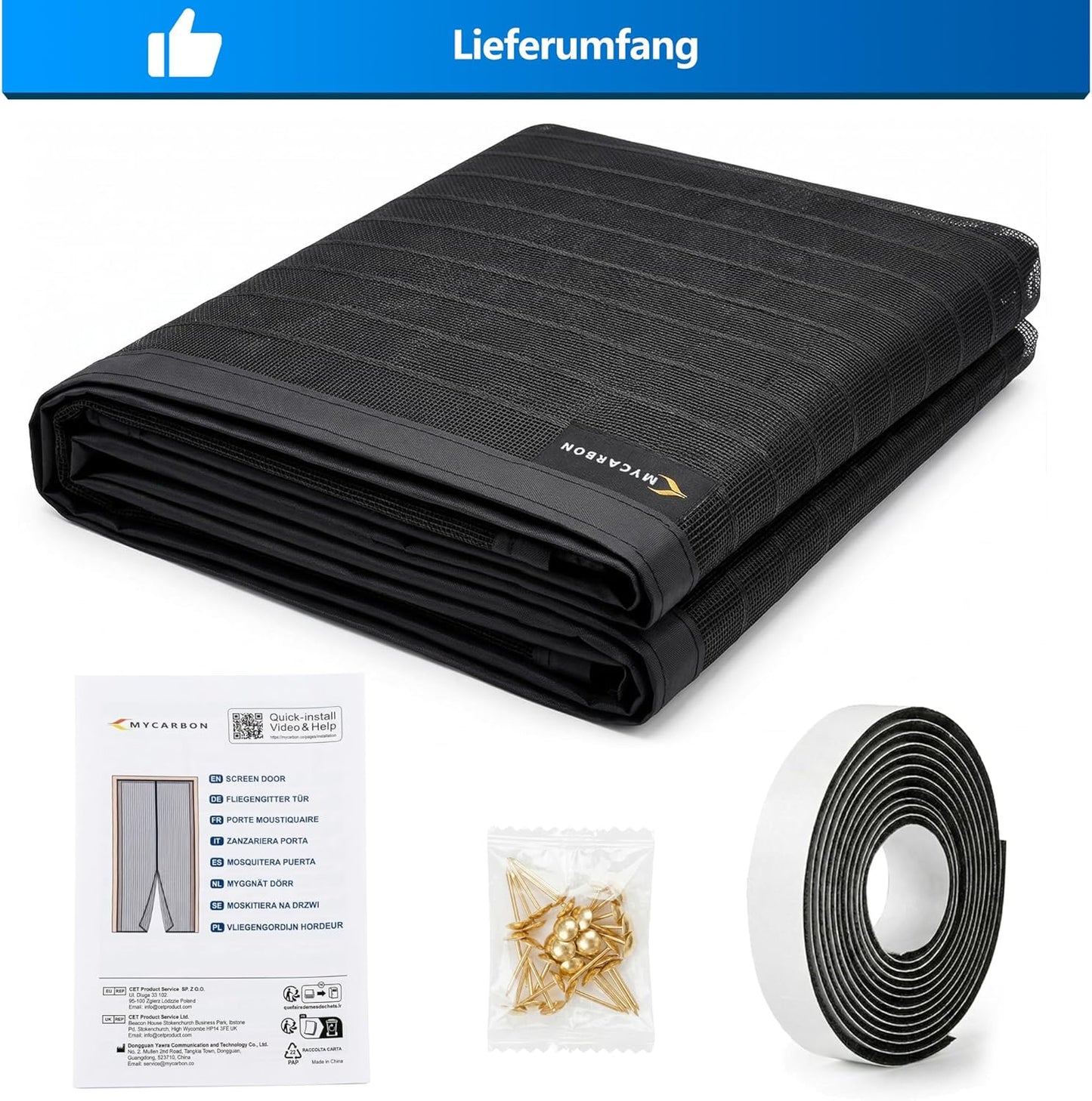 Magnetisches Fliegengitter für Balkontüren, Schwarz Gestreift 100x220cm