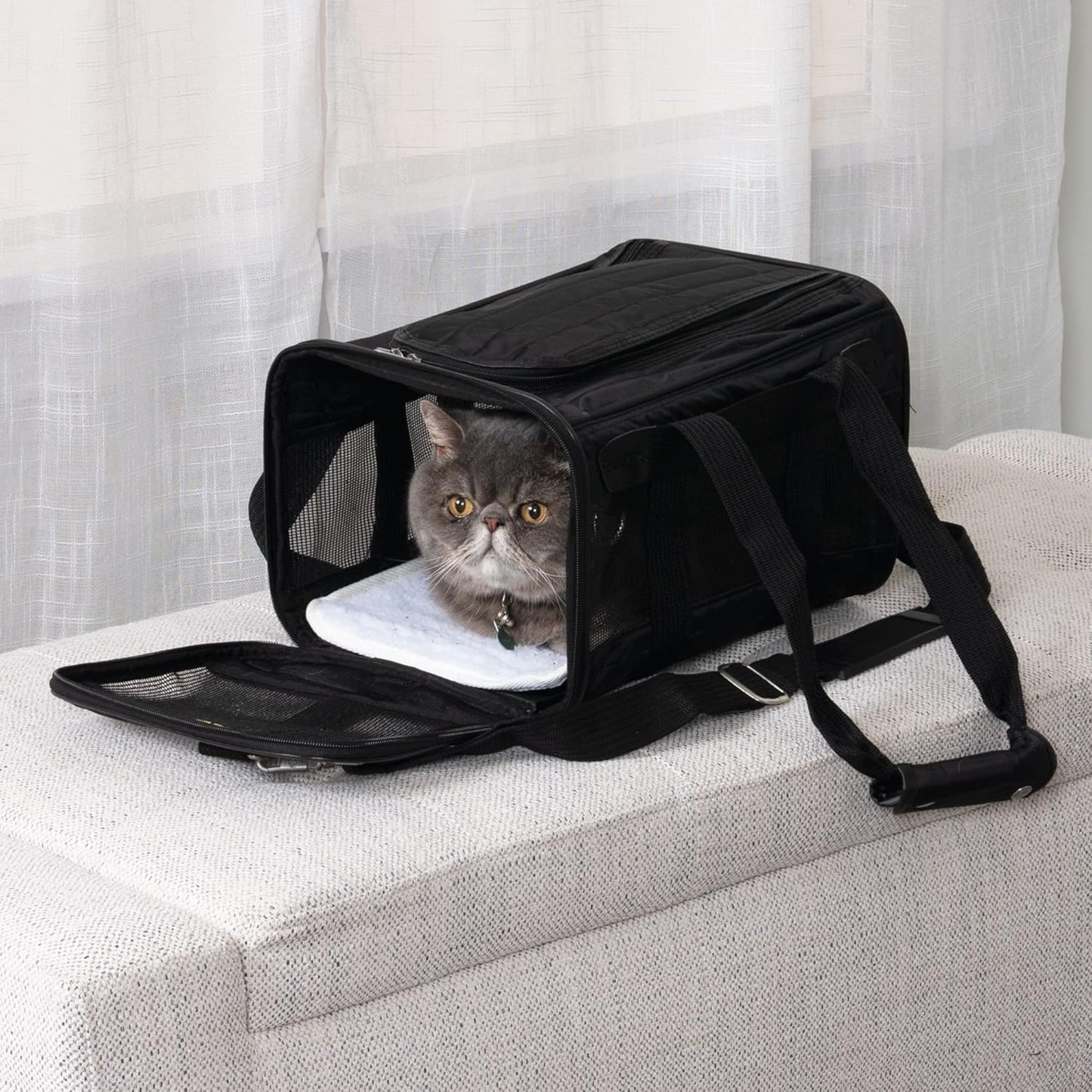 Transporttasche für Haustiere, L 38 x B 25 x H 22 cm Schwarz