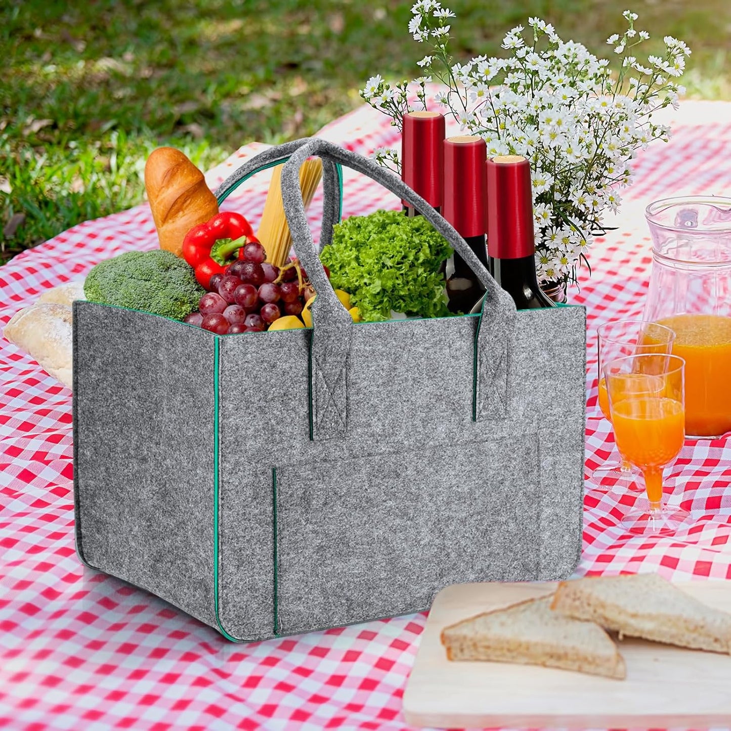 2er-Set Filztasche mit Fächern, Türkis/2 Stücke