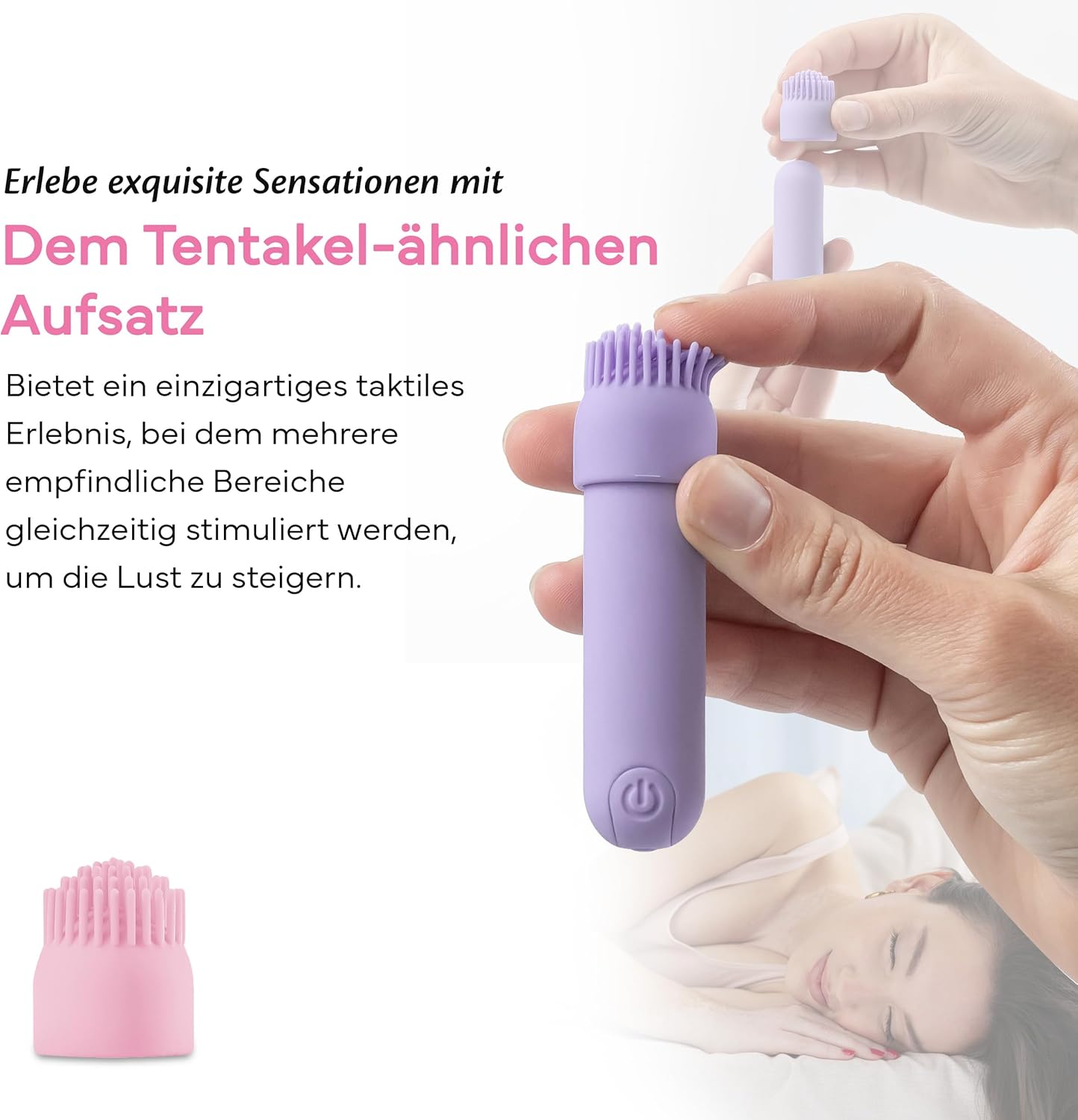 Mini-Vibrator mit 10 Modi & 3 Aufsätzen, Blushing Bride