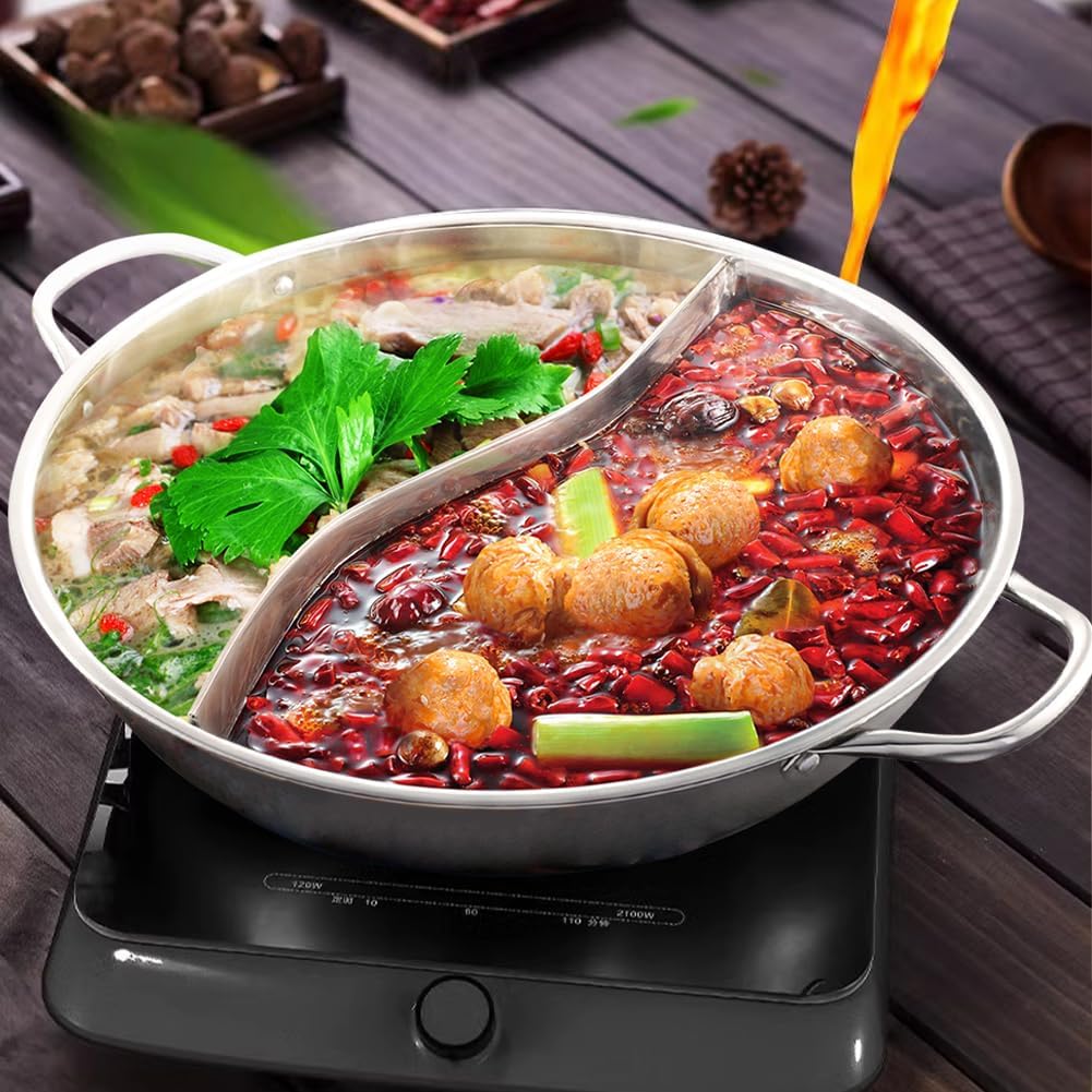 Hot Pot Wok mit Trennwand, 12.59in