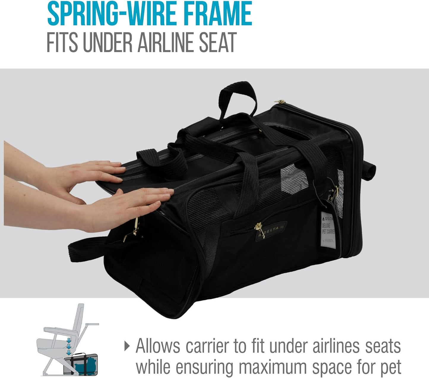 Tragetasche, L 43 x B 28 x H 27 cm, Delta Airlines Transportbox für Haustiere