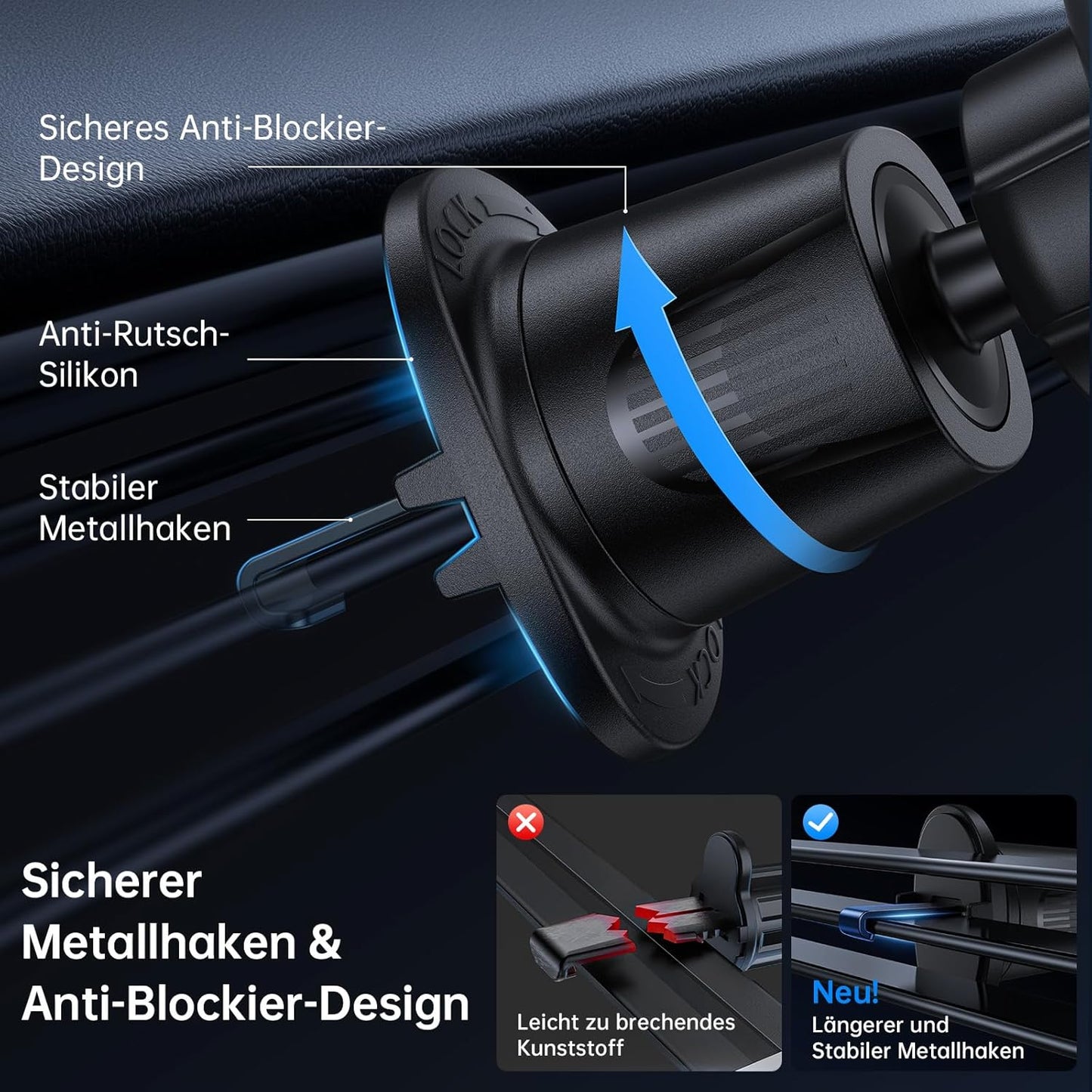 Magnetische Auto-Handyhalterung, Schwarz