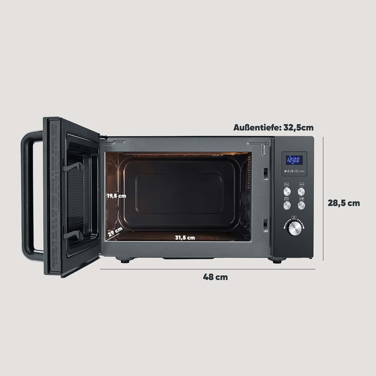 MW 7763 Mikrowelle mit Keramikboden, 25L, flacher Glasboden und Grillfunktion