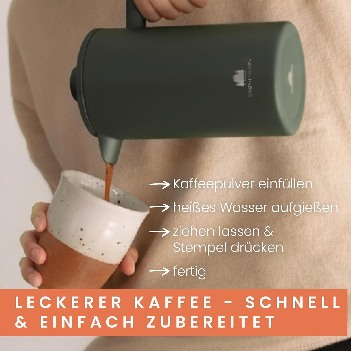 French Press Forest mit 3 Ersatzfiltern, Forest 600 ml