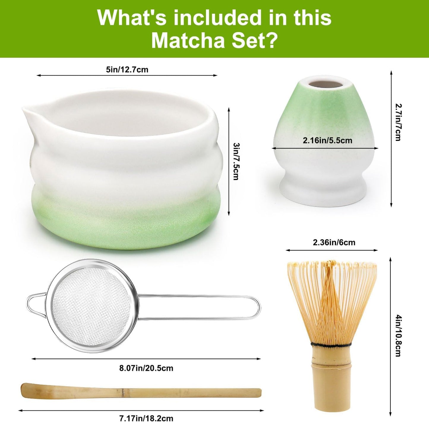 5-teiliges Matcha-Set, Grün