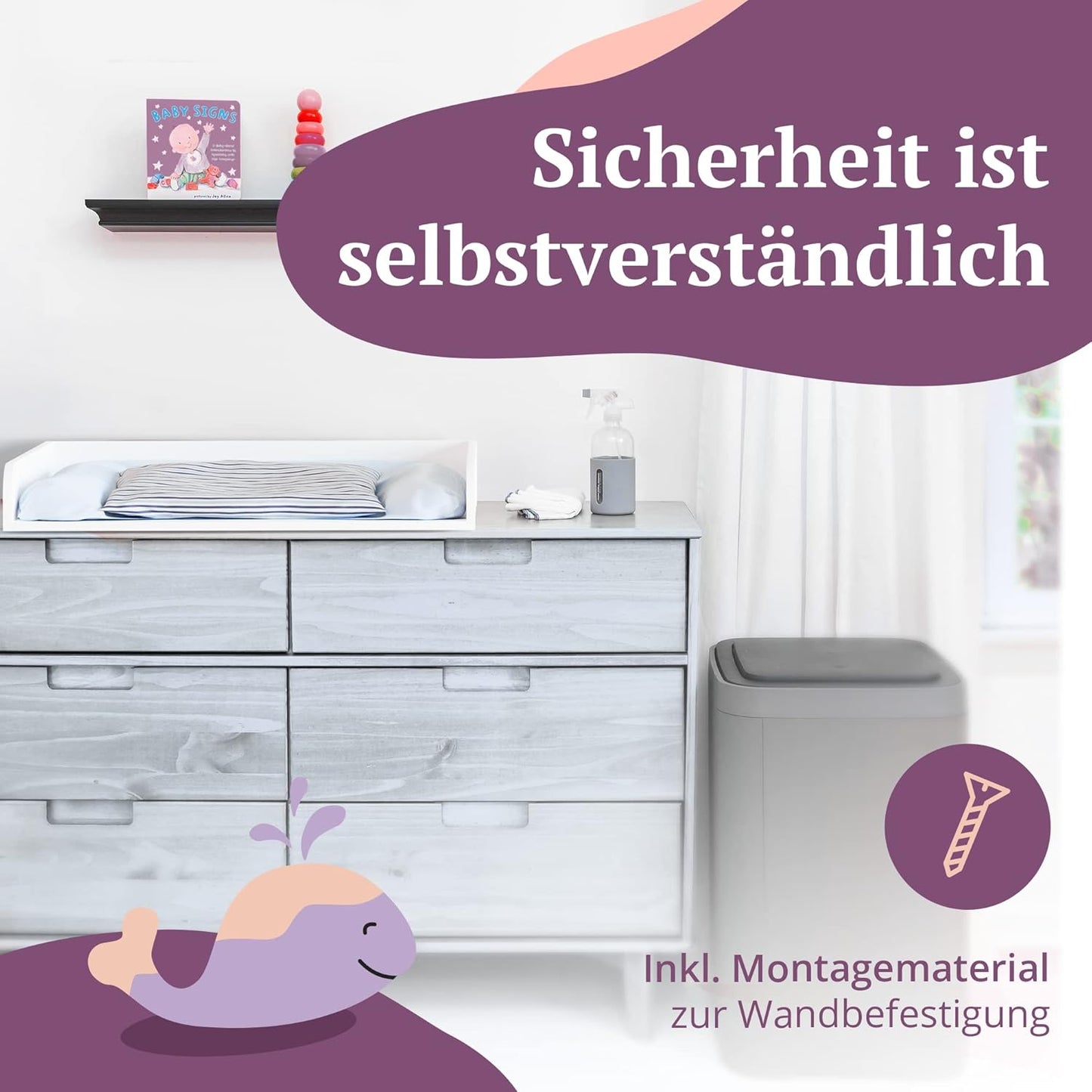 Wickelaufsatz Lasse für Hemnes und Songesand Kommoden, Weiß Holzstärke: 2cm