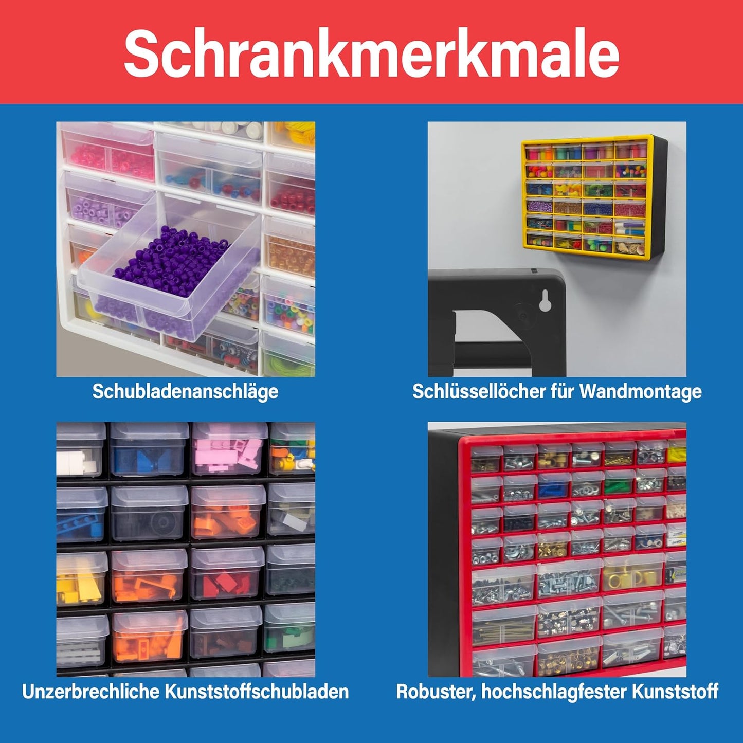 Schubladenschrank mit 44 Schubladen, 44 Drawer Gelb