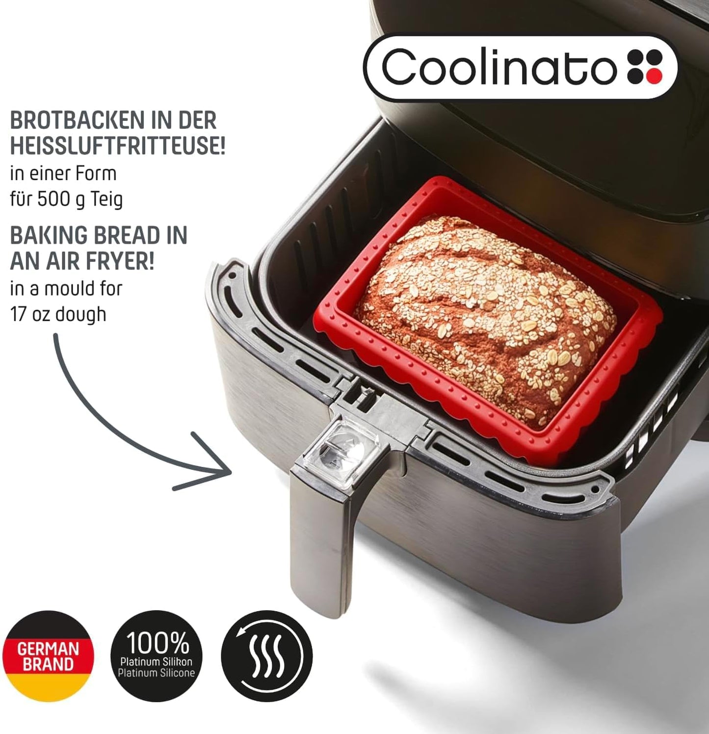 Mini Brotbackform-Set 550g für Airfryer & Backofen, Rot