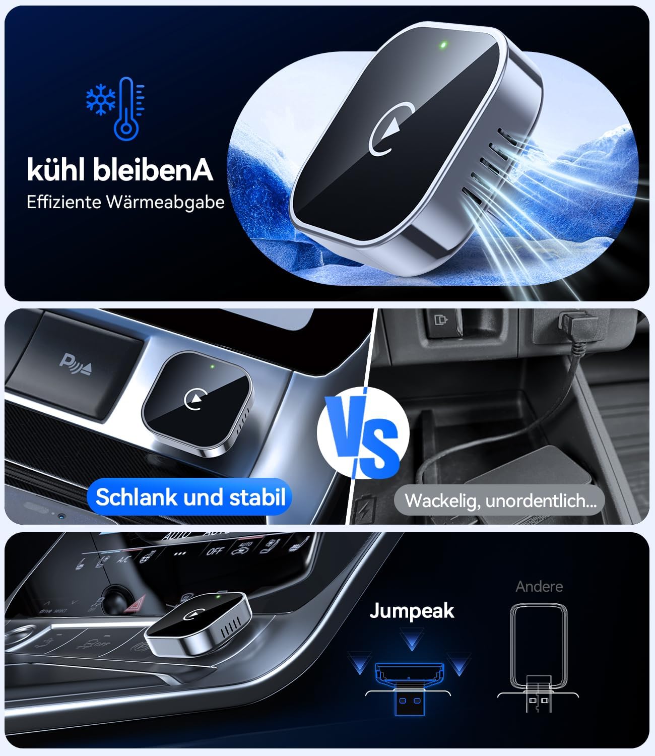 Wireless CarPlay Adapter für iPhone-Autosysteme, Schwarz