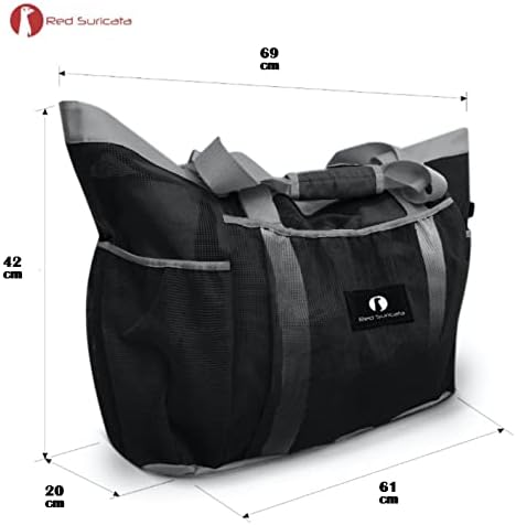 Netz-Strandtasche, Schwartz/Grau