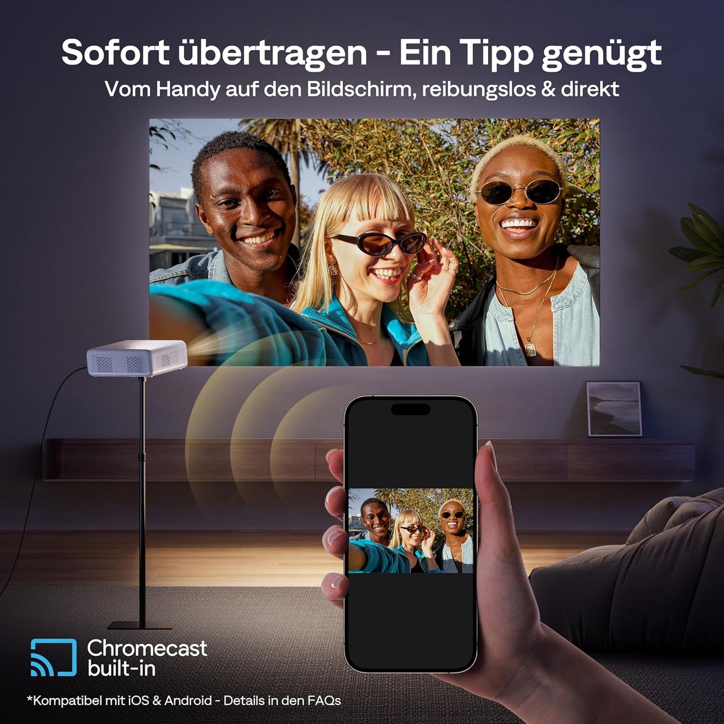 4K Smart Beamer mit Google TV & Dolby Audio, Weiss (GTV)