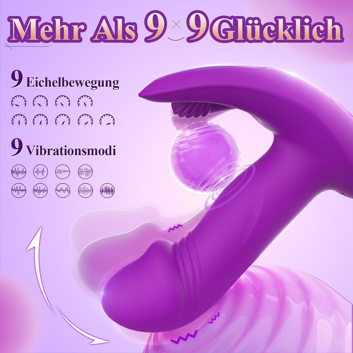 App-gesteuerter G-Punkt-Vibrator mit 9 Modi & Swing-Stossfunktion, Lila