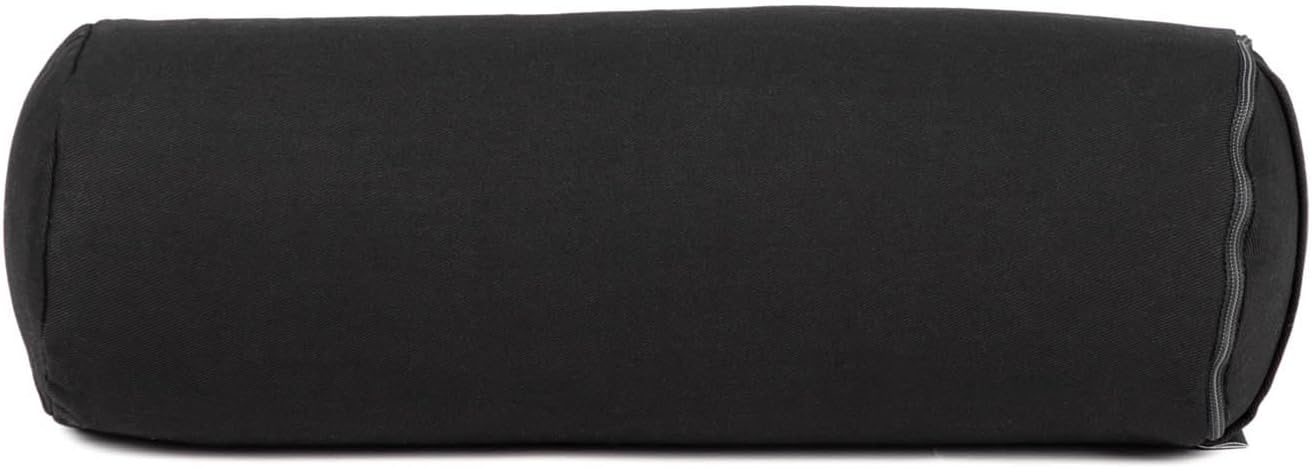 Mini Yogabolster mit Buchweizenfüllung und abnehmbarem Bezug, Schwarz