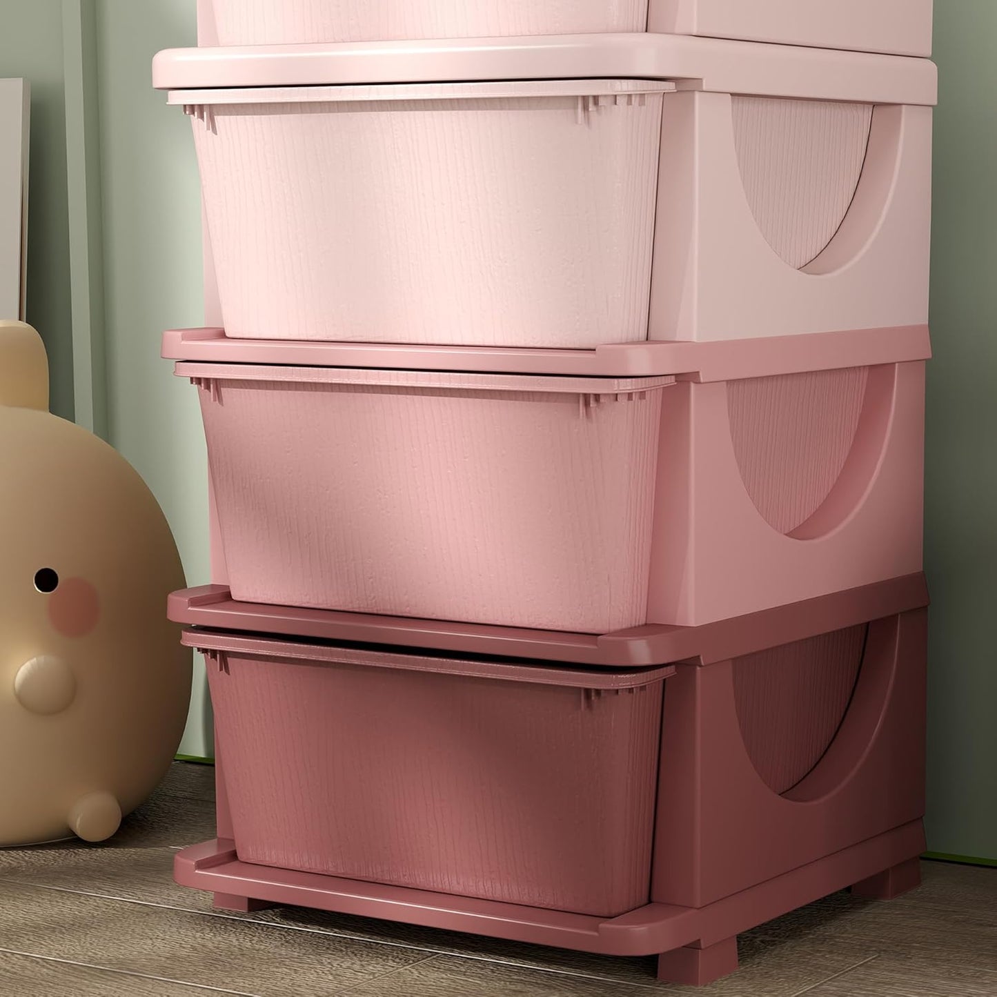 Schubladenschrank Kunststoff Rosa, 37L x 37B x 76H cm Rosa