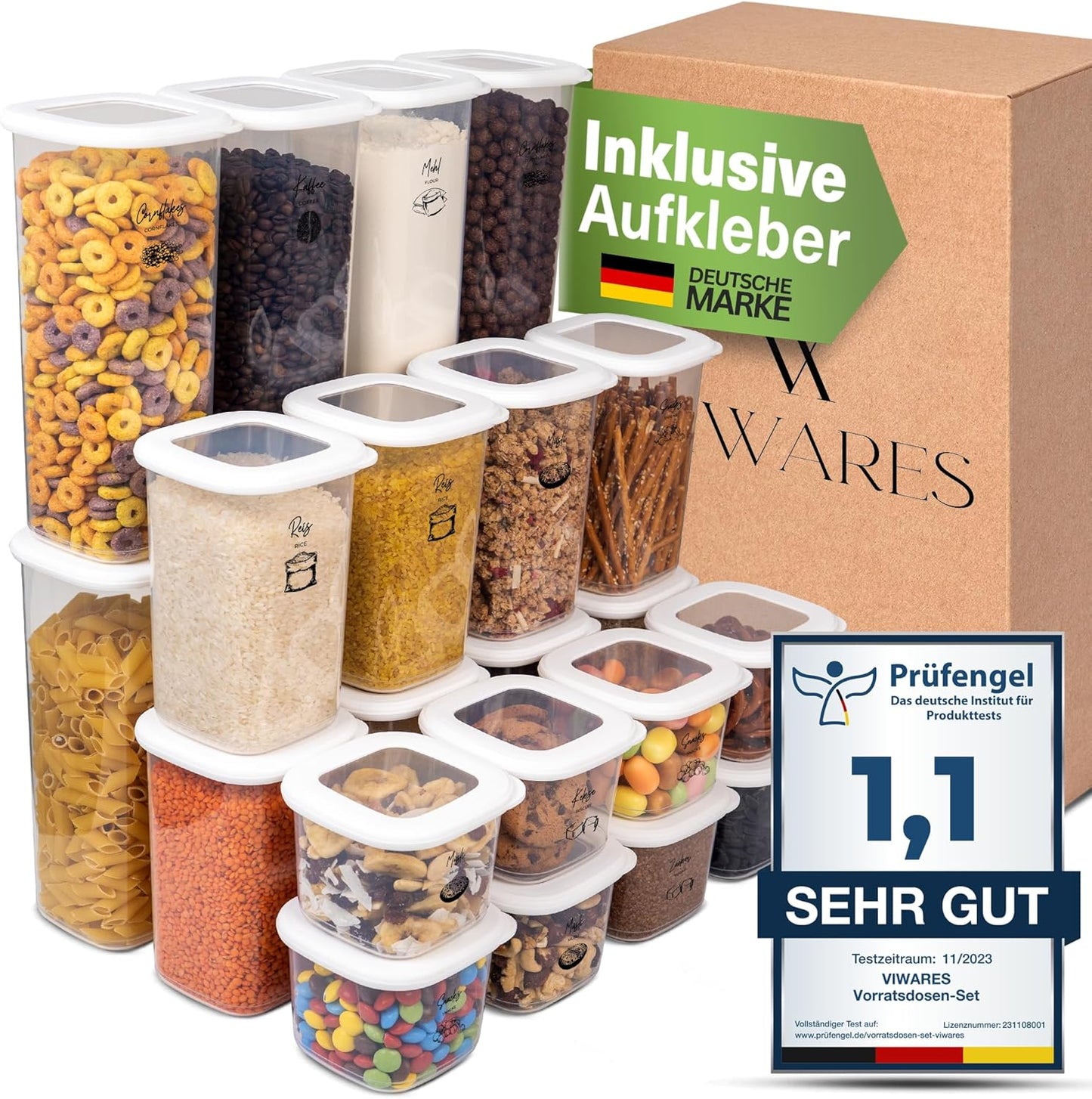 24-teiliges Vorratsdosen-Set, 24er Set Weiss