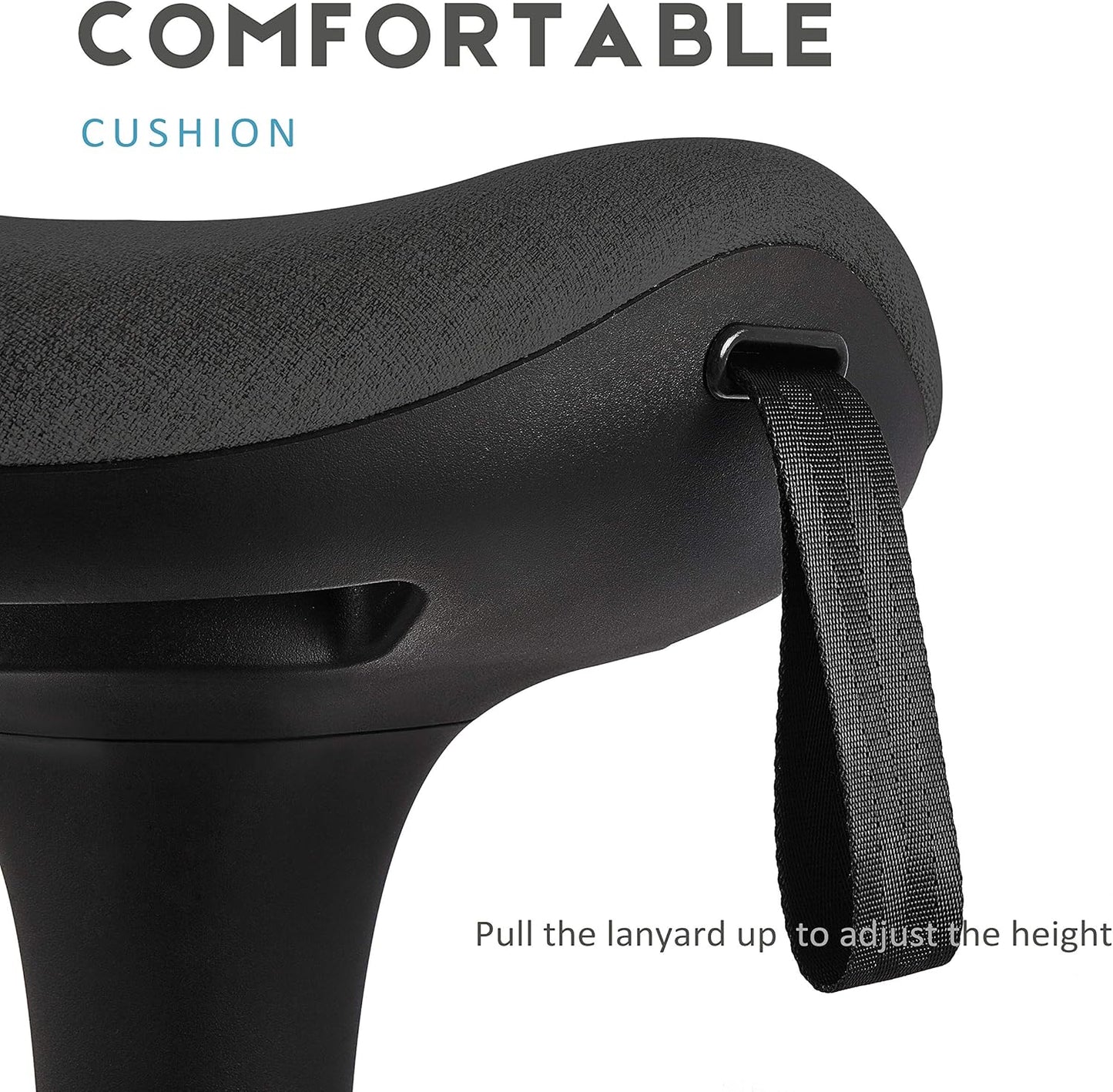 Ergonomischer Sitz-Steh-Hocker, höhenverstellbar, 360° Drehbar, Schwarz