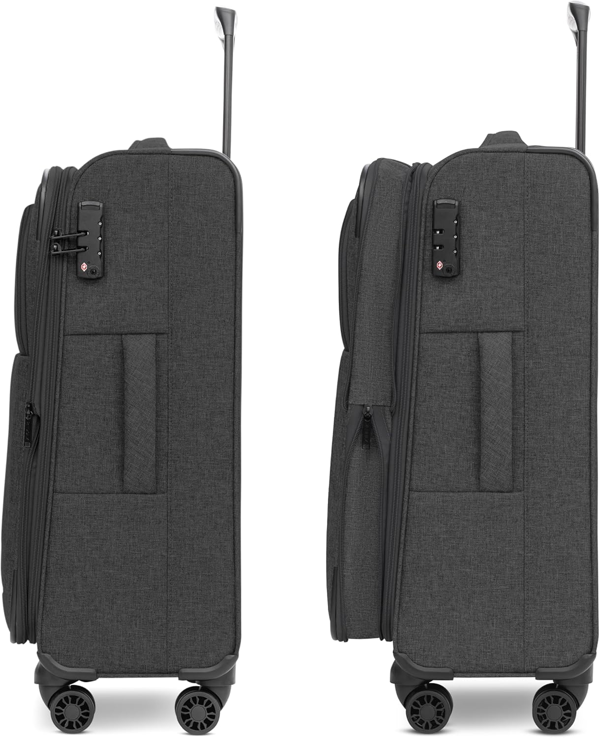 Essentials 12 THREE SET 4-Rollen Kofferset 3-tlg. mit Dehnfalte, Kofferset (3-teilig) erweiterbar Schwarz