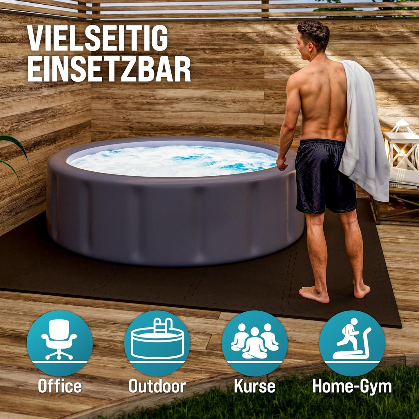 Bodenschutzmatten-Set für Fitness, 18 Matten | 1,5 m² | Schwarz