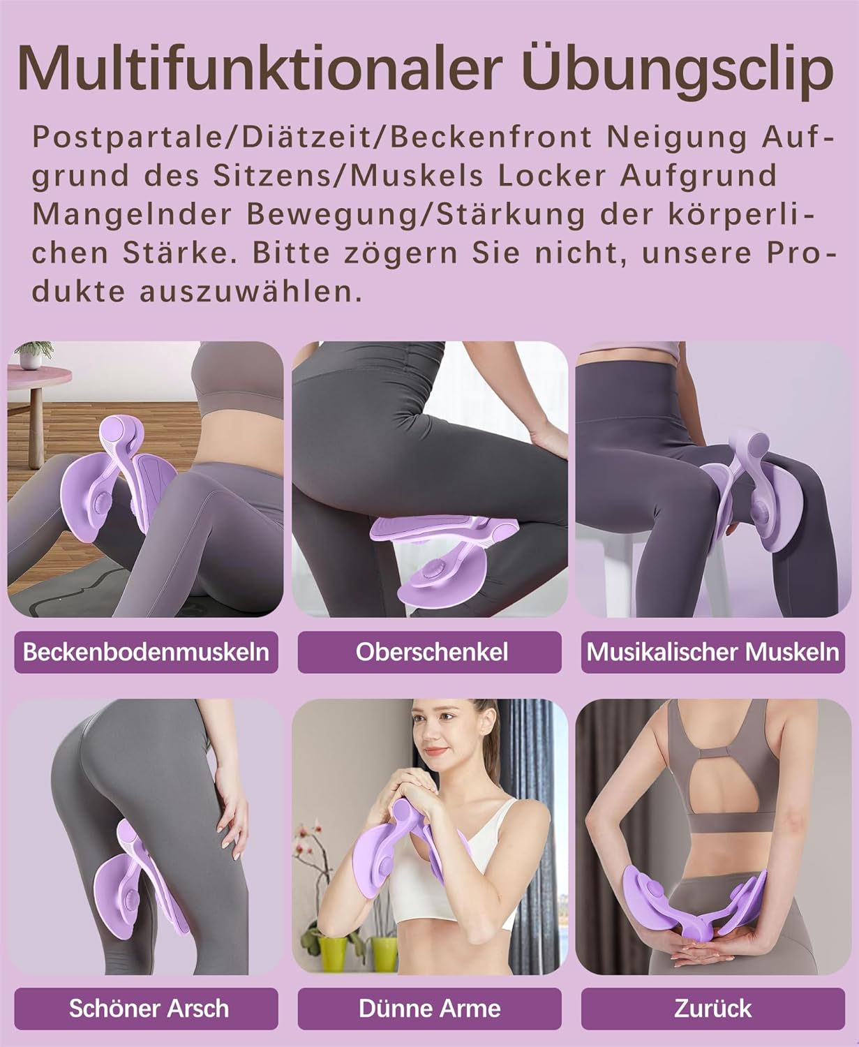 Oberschenkel- und Beckenbodentrainer für Zuhause, Violett 16 KG