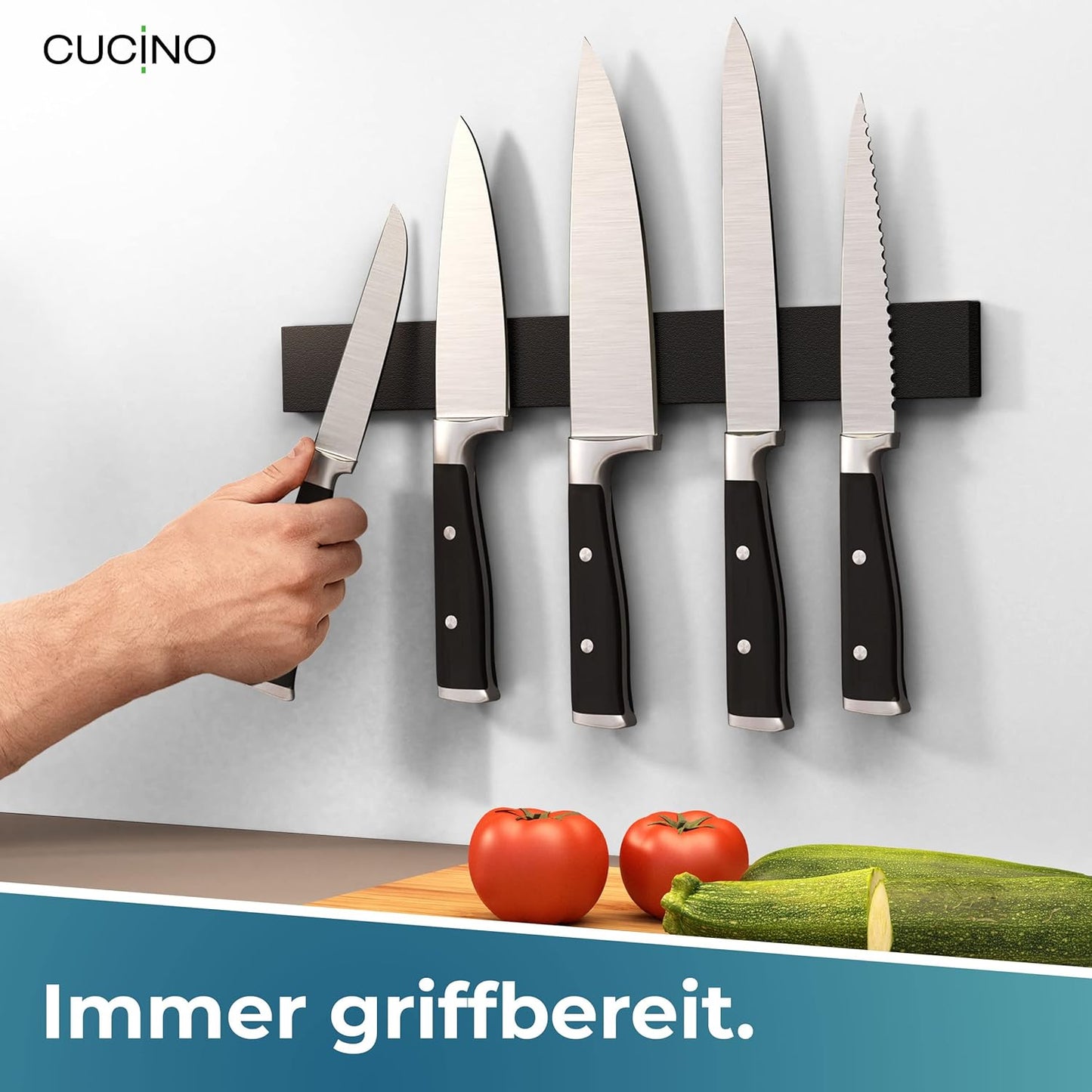Selbstklebende Messer-Magnetleiste, Metall 40cm
