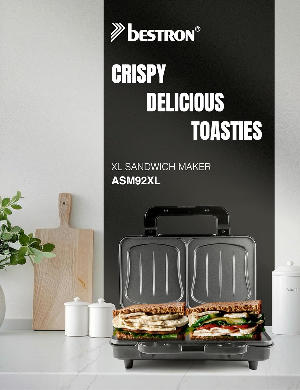 Sandwichmaker für 2 American Sandwiches, Schwarz