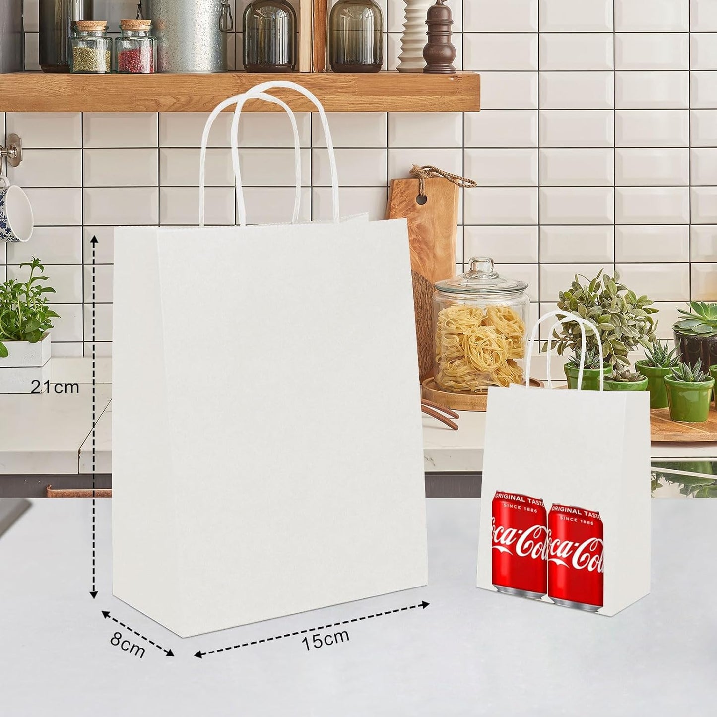 Geschenktüten mit Henkel, Weiss-Klein 50 stück (1er Pack)