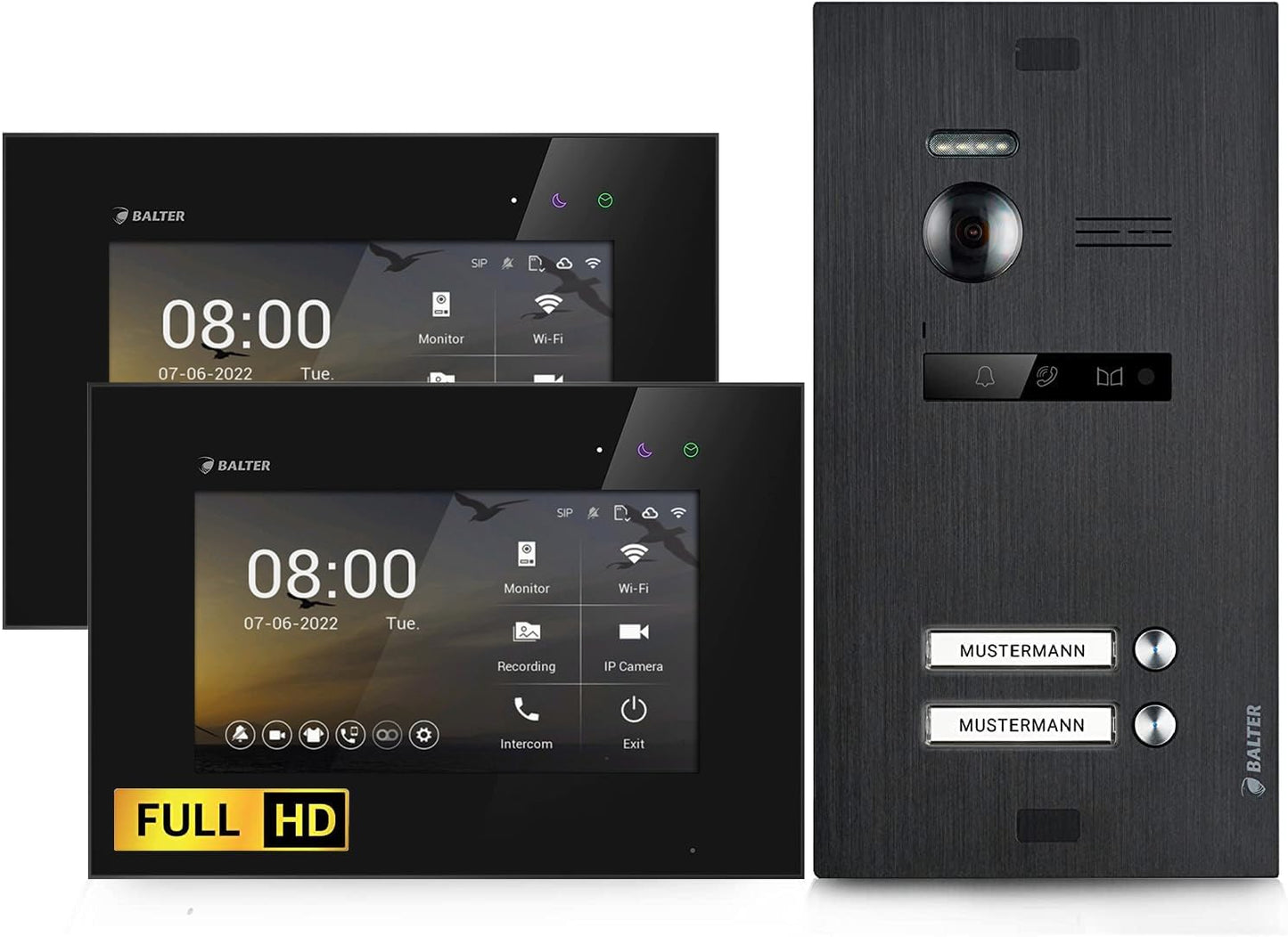 EVO-HD Video-Türsprechanlage für 2 Familienhäuser, 2 Familienhaus, Ohne App C.schwarz/Schwarz