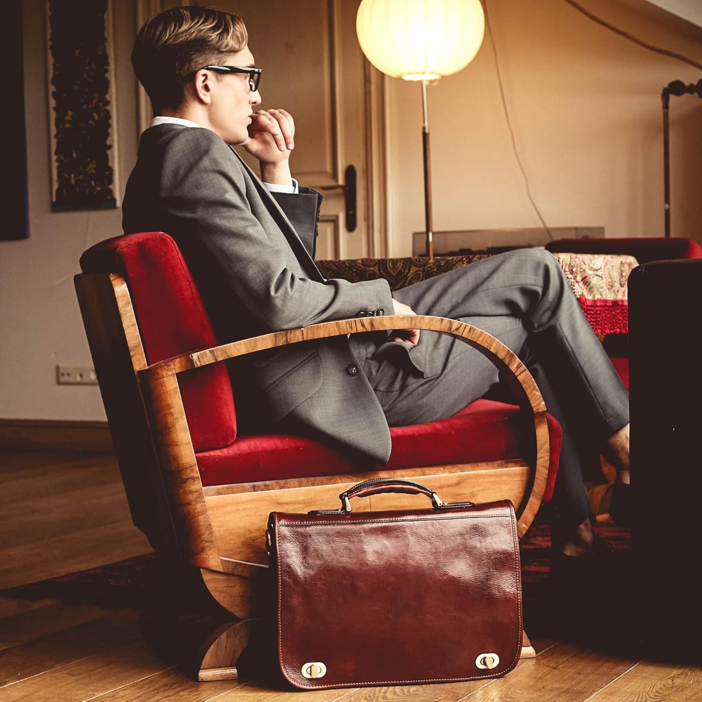 Umhängetasche mit 15 Zoll Laptopfach, Dunkelbraun