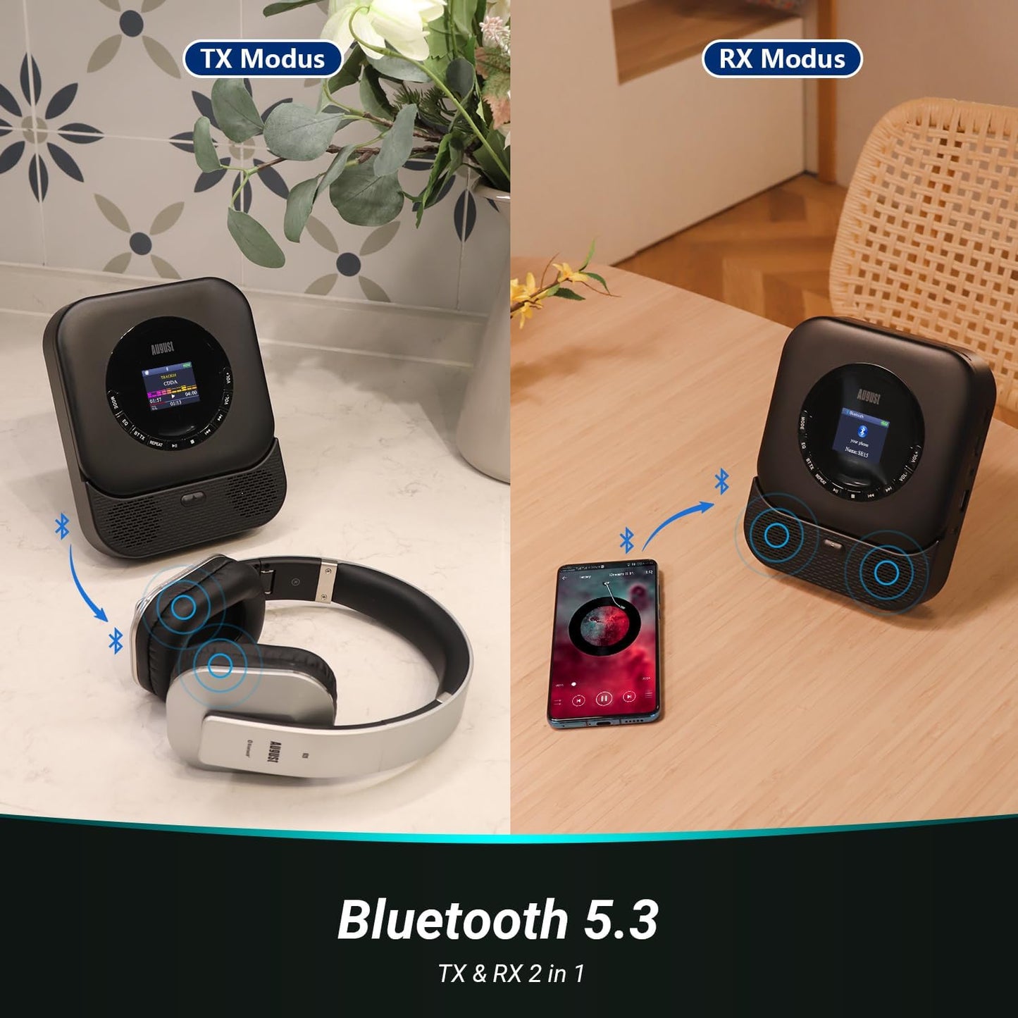 Tragbarer Bluetooth CD-Player mit Lautsprecher