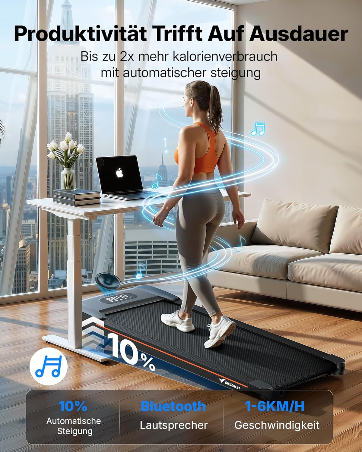 Walking Pad mit automatischer Steigung, 10% Automatischer-Lautsprecher