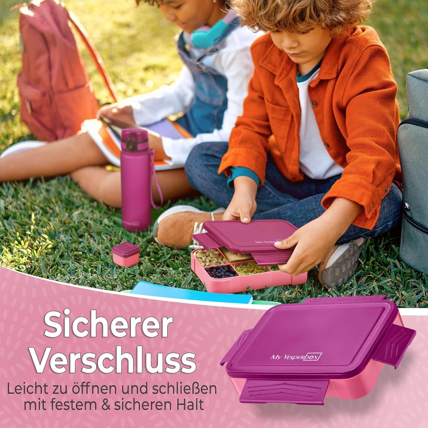 Brotdose für Kinder mit Fächern [LITE], Lila