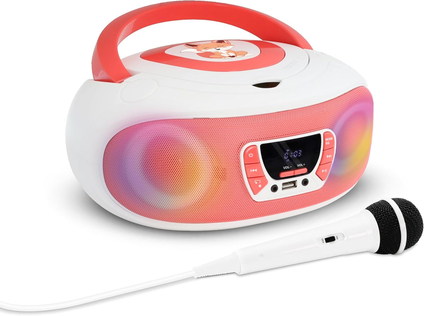 CD-Player mit Karaoke & Lichteffekten, White & Pink