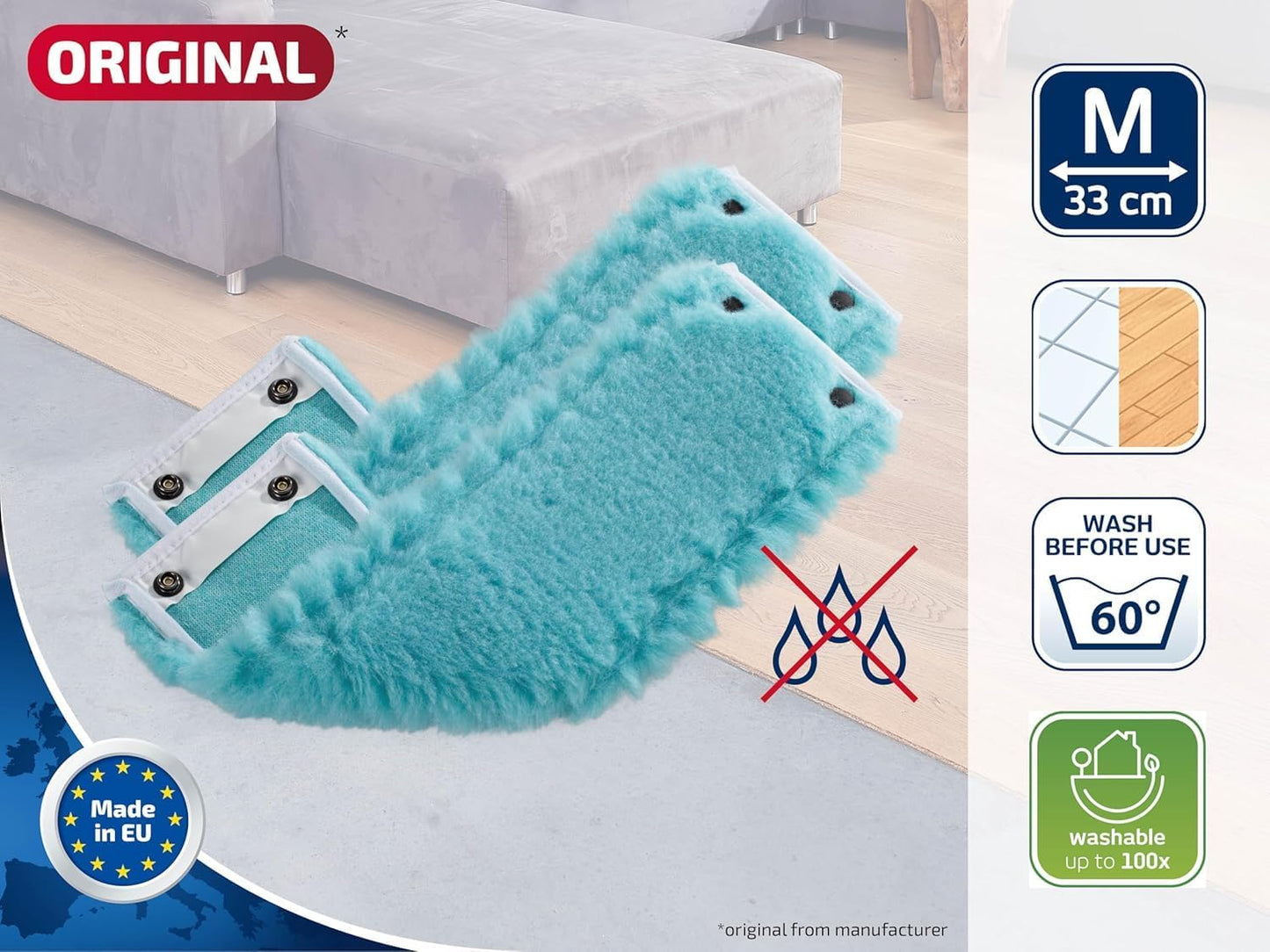 Wischbezug-Set für Clean Twist M/ Combi M, Trockenreinigung Knöpfe 2er Set