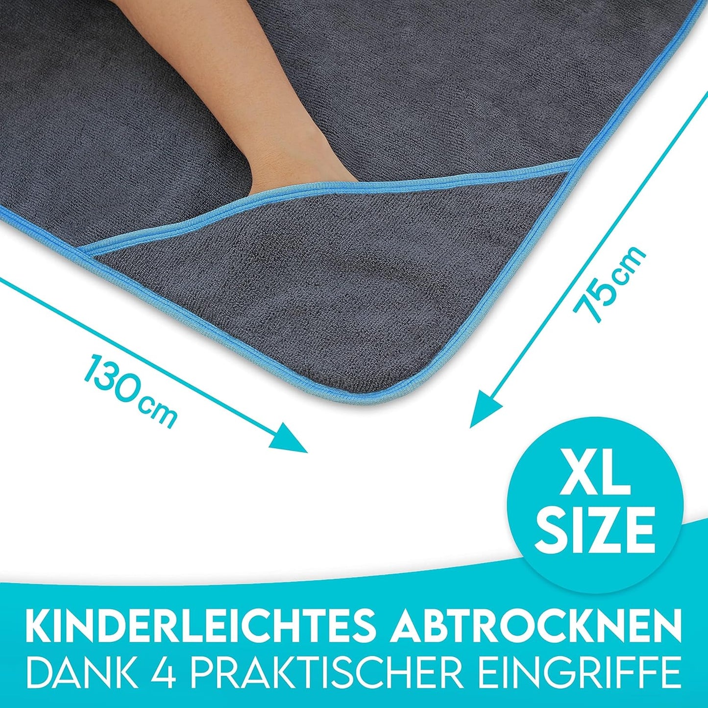 Hundehandtuch, extra saugfähig, Dunkelgrau-Blau [130x75cm]
