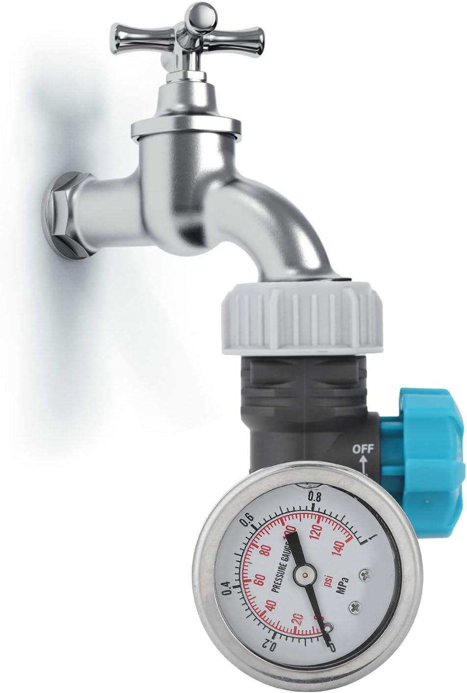 Einstellbares Wasserdruckregelventil mit Manometer