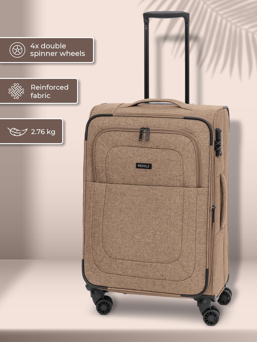 Weichschalen Trolley mit TSA-Schloss, M (67 cm) 4-Rad erweiterbar Coffee