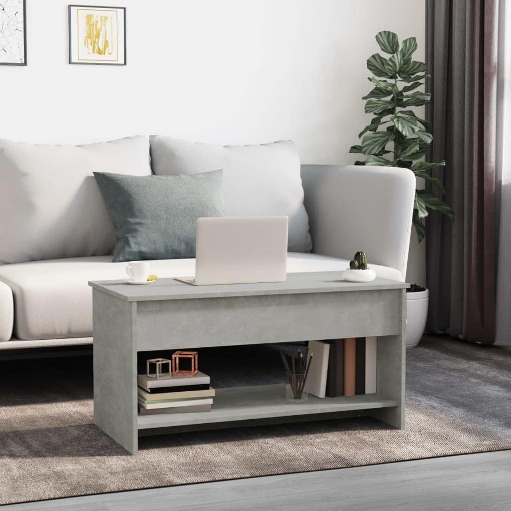 Couchtisch mit verstellbarer Tischplatte, Betongrau 102 x 50 x 52.5 cm