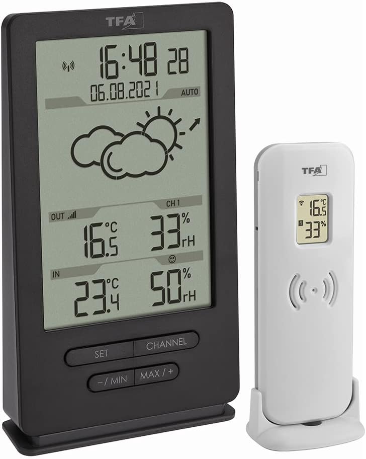 Digitale Funk-Wetterstation mit Aussensensor, Anthrazit