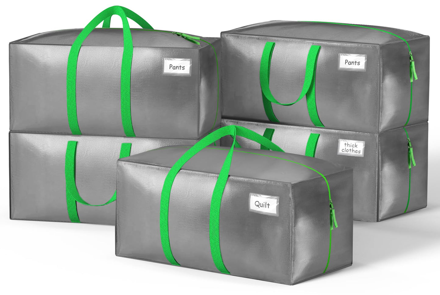 5er-Set Umzugstaschen-Set mit Rucksackgurten, Grau Set of 5 (88L)