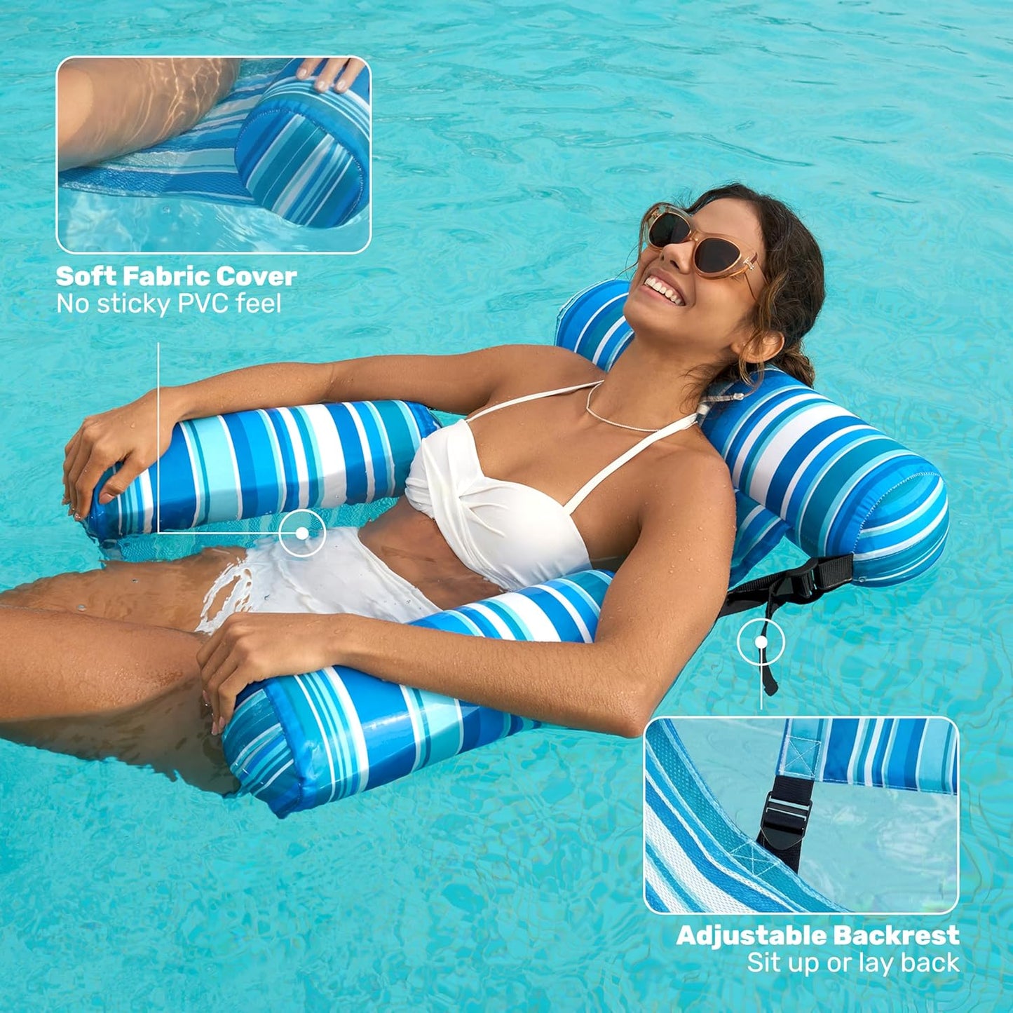 Aufblasbare Pool-Schwimmstühle, 2er-Set, Blå Och Grön