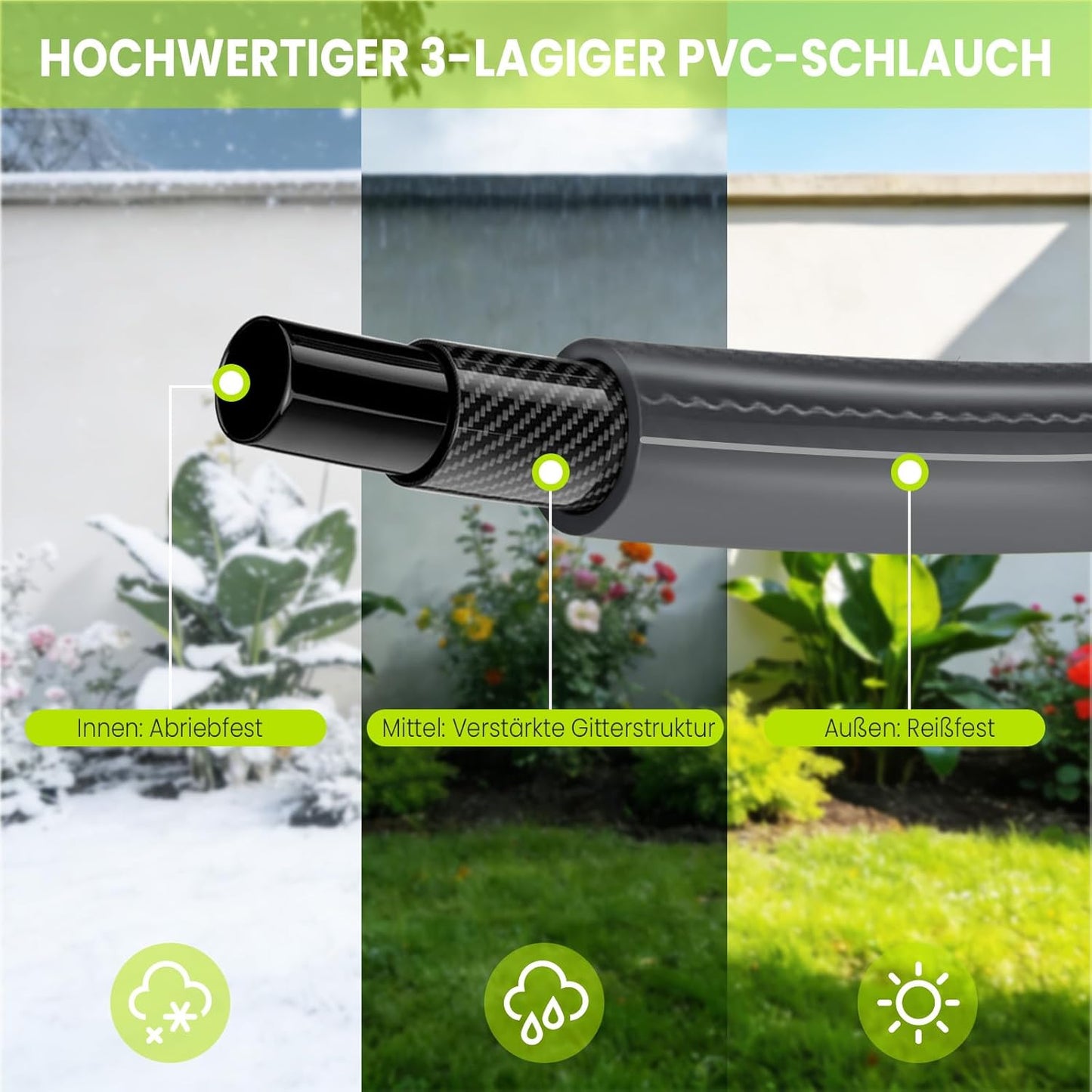 Schlauchtrommel mit Brause, Schwarz & Grau 45M