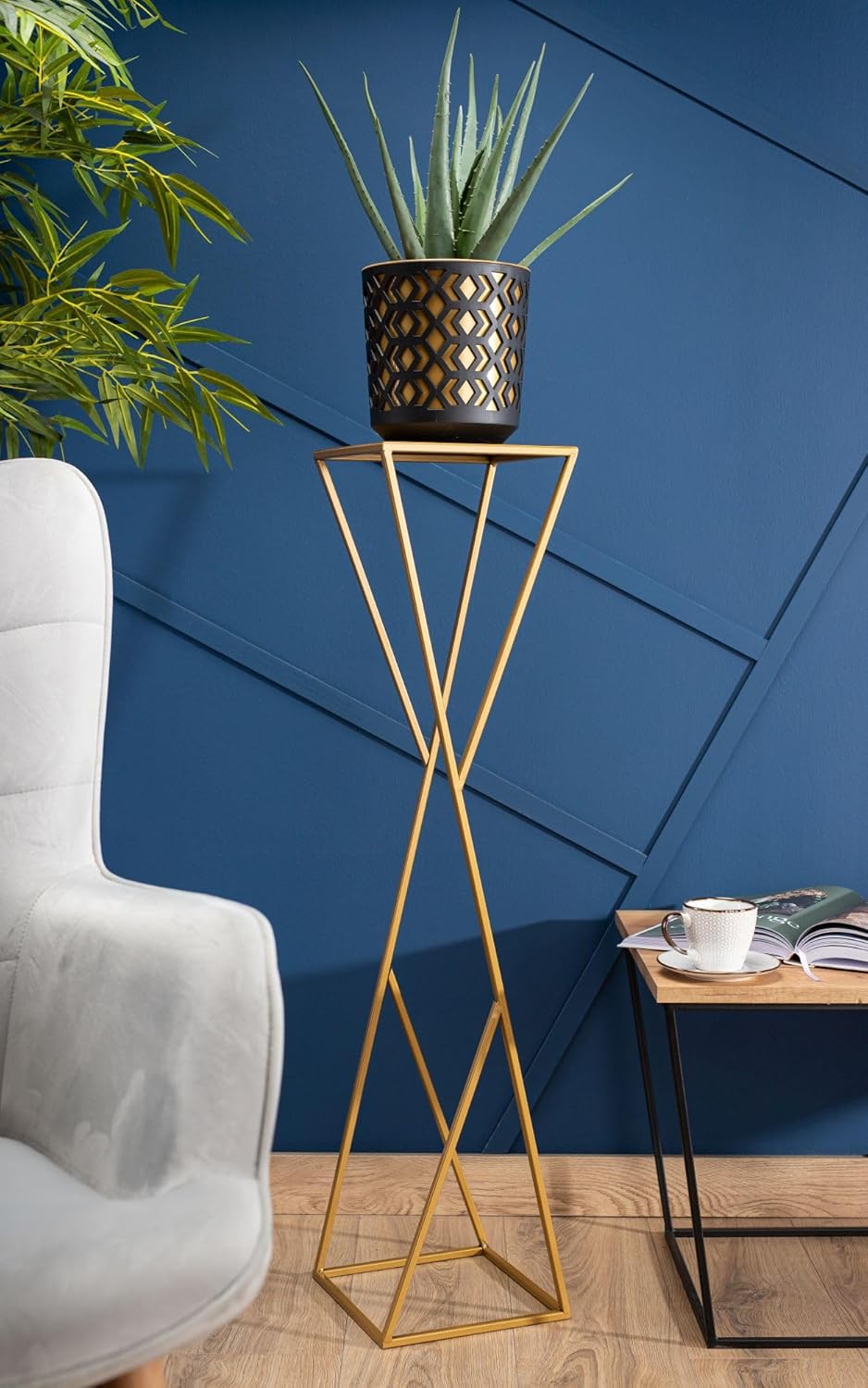 Blumenständer im Loft-Stil 100 cm, 100 cm Gold