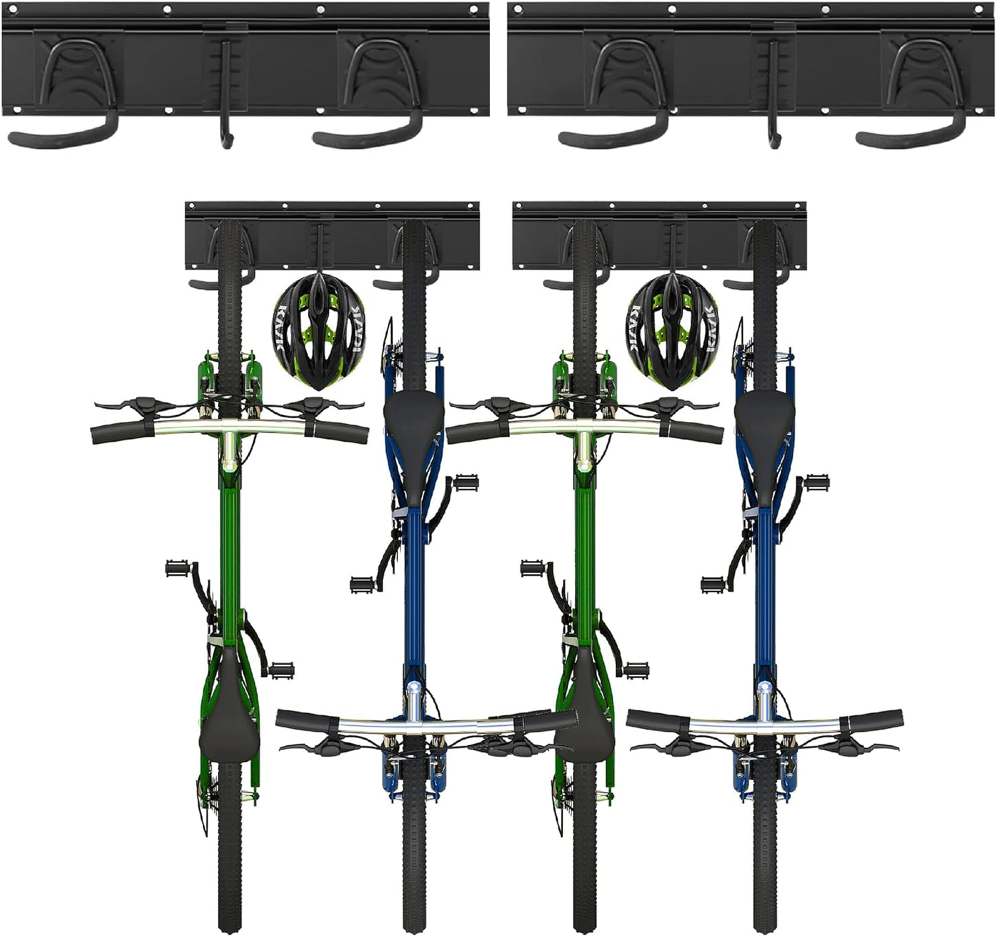 Velowandträger, 4 Fahrräder - 16 Zoll - 2 Schienen