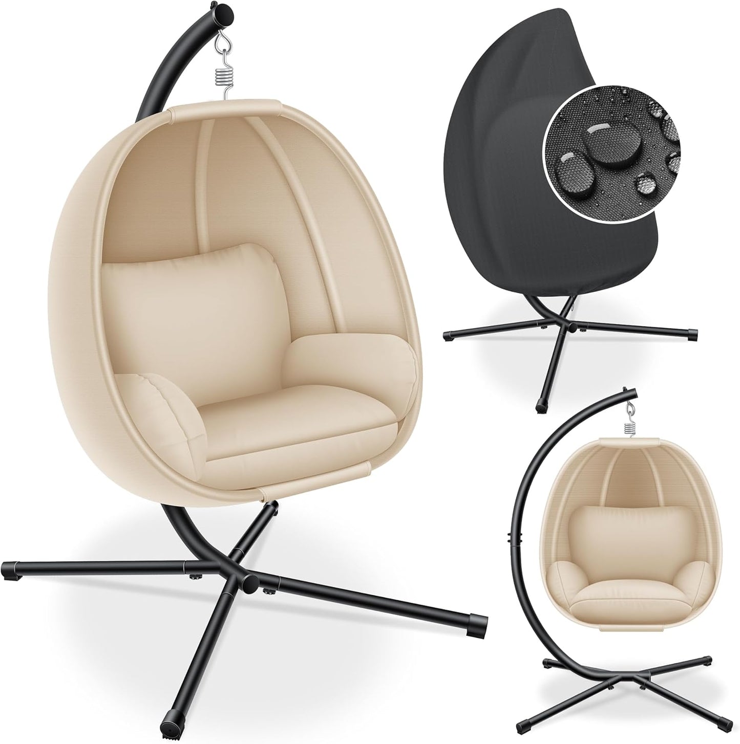 Hängesessel mit Gestell, Beige