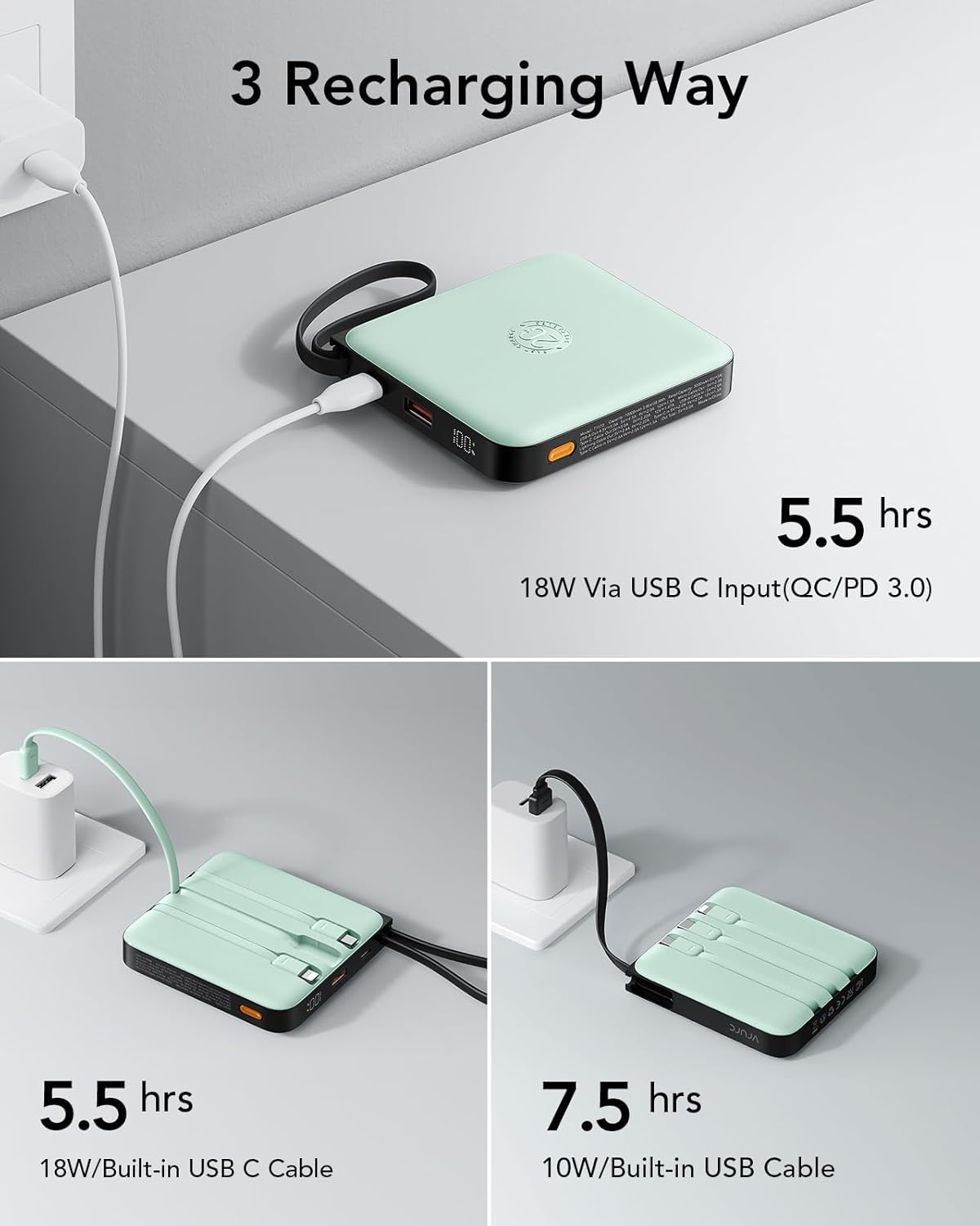 Powerbank mit Schnellladefunktion, Grün