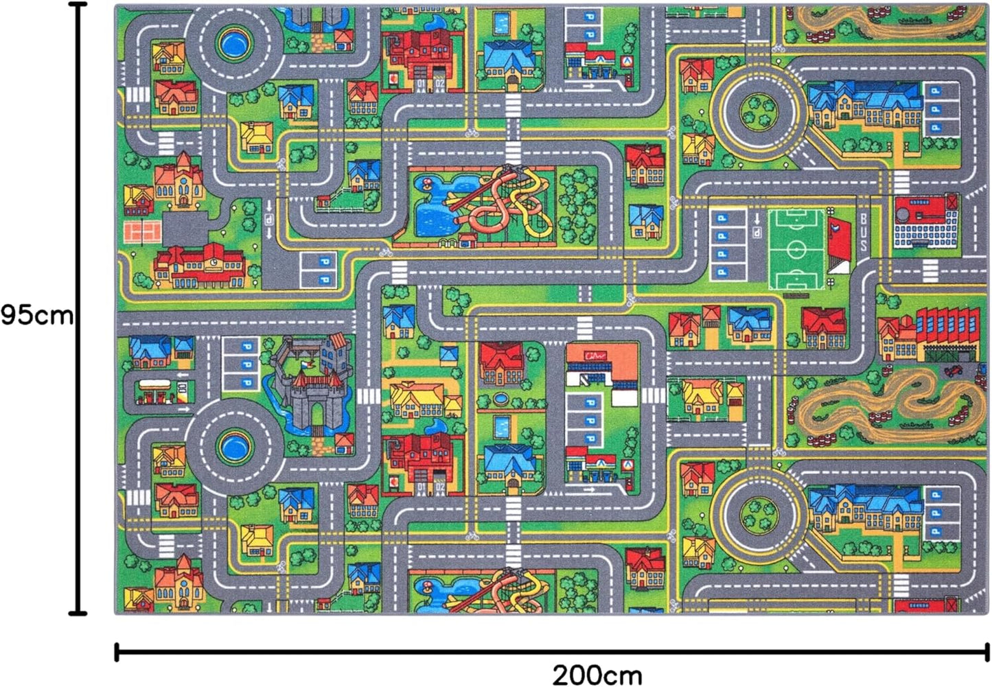 Kinder-Spielteppich Strasse 95x200 cm, waschbar, 95 x 200 cm (Rechteckig) Playcity