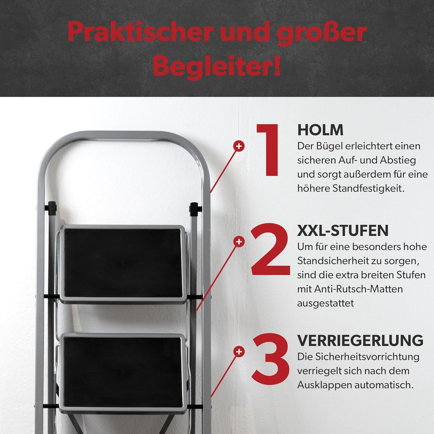 Klapptritt mit 3 Stufen, Anthrazit / 3-stufig