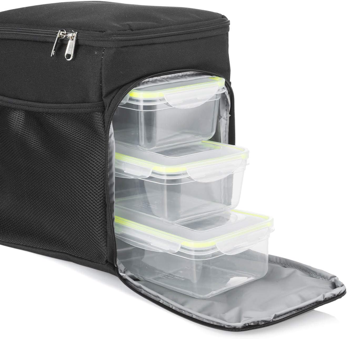 Kühltasche inkl. 3 Boxen & Kühlakku, Schwarz