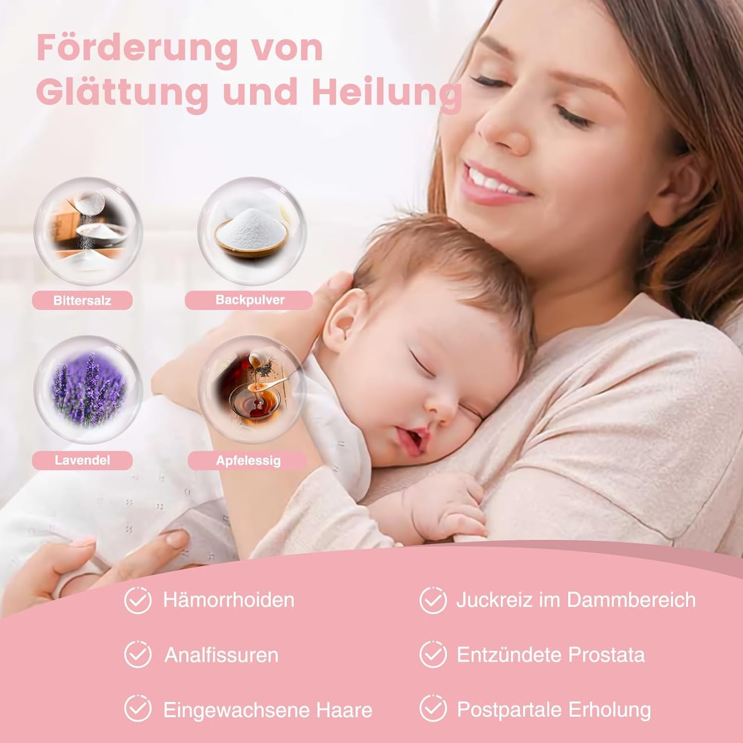 Sitzbad für Hämorrhoiden und Wochenbettpflege, Hellrosa